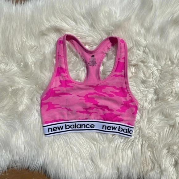 New Balance Pink Army Print Sports Bra - Picture 8 of 10